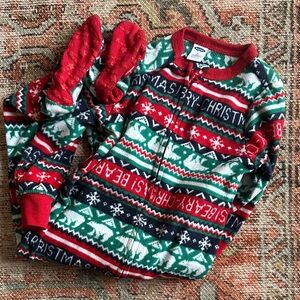 Old Navy Kids Christmas Onesie in Red, Green, and White